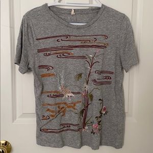 Anthropologie Embroidered T Shirt
